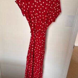 Billabong Red and White Floral Wrap Dress
